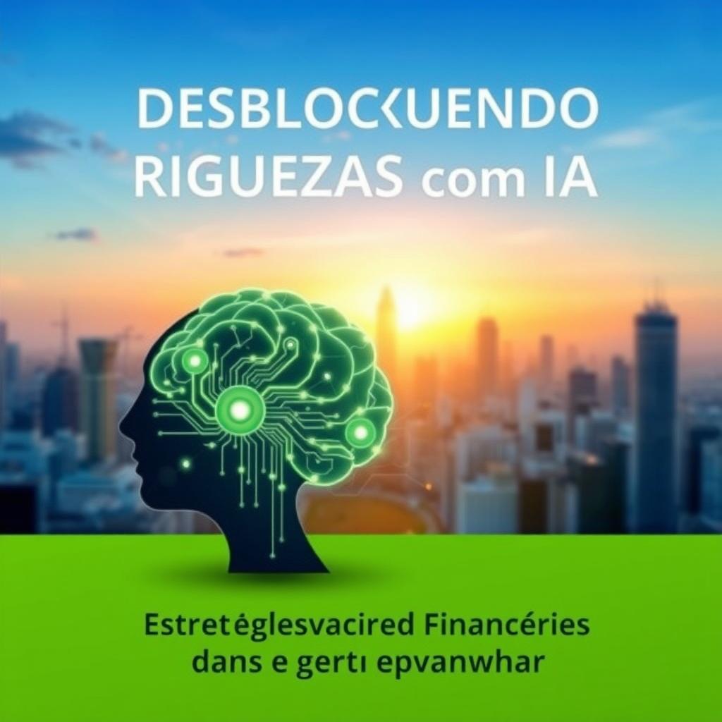 Uma capa de livro visualmente impactante com o tema de empoderamento financeiro, destacando o uso da inteligência artificial para ganhos financeiros