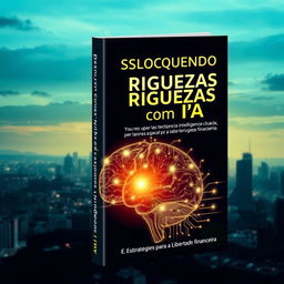 Uma capa de livro visualmente impactante com o tema de empoderamento financeiro, destacando o uso da inteligência artificial para ganhos financeiros