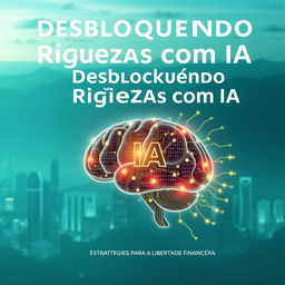Uma capa de livro visualmente impactante com o tema de empoderamento financeiro, destacando o uso da inteligência artificial para ganhos financeiros