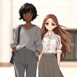 A captivating scene featuring two girls standing beside each other