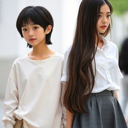 A captivating scene featuring two girls standing together