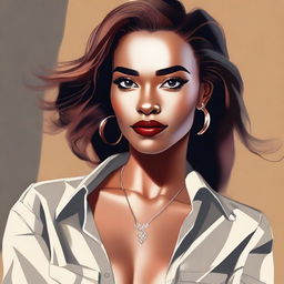 A high-quality digital art piece showcasing a woman with striking features