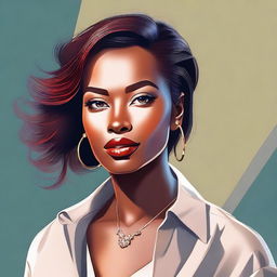 A high-quality digital art piece showcasing a woman with striking features