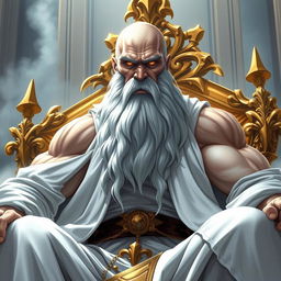 A captivating light novel cover featuring a tall, muscular old man with a commanding presence