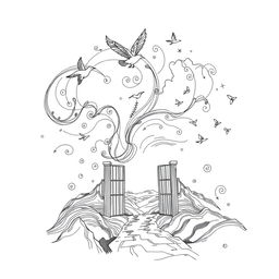 A linear artwork inspired by the theme of liberation, reminiscent of illustrations from a book on freedom