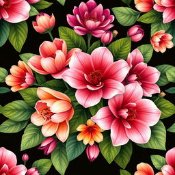 A beautiful and elegant artistic representation of a smooth, well-curated floral pattern that embodies grace and beauty
