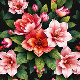 A beautiful and elegant artistic representation of a smooth, well-curated floral pattern that embodies grace and beauty