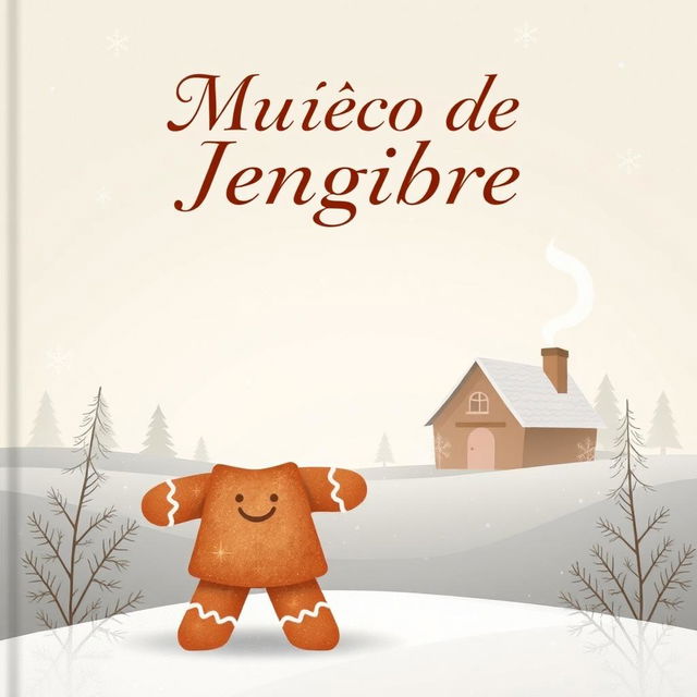 A serene Christmas storybook cover featuring a charming gingerbread man