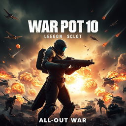 A dramatic movie poster for 'War Pot 10: All-Out War M4', featuring an epic scene of fierce battle