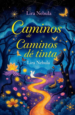 A captivating book cover design featuring the title 'Caminos de tinta' elegantly displayed in an artistic font