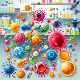 An intricate and detailed illustration showcasing the concept of antimicrobial resistance