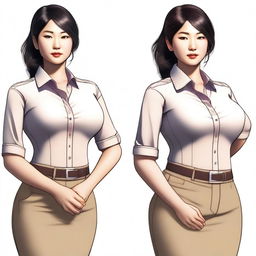 This is a high-quality digital art image of an Asian office girl