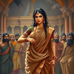 Draupadi cheerharan, depicting the powerful moment of Draupadi being disrobed in the Kaurava court