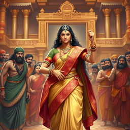Draupadi cheerharan, depicting the powerful moment of Draupadi being disrobed in the Kaurava court