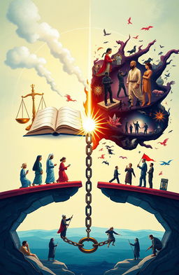 A vibrant and thought-provoking illustration depicting the dual concepts of Hakimiyah and Jahiliyah