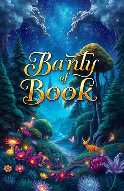 A captivating book cover design featuring an enchanting fantasy landscape