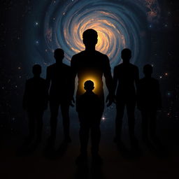 A captivating silhouette of a person in the foreground, depicted in a contemplative pose as they explore their shadow self