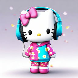 This is a high-resolution, digital art image depicting the adorable Hello Kitty character