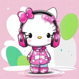 This is a high-resolution, digital art image depicting the adorable Hello Kitty character