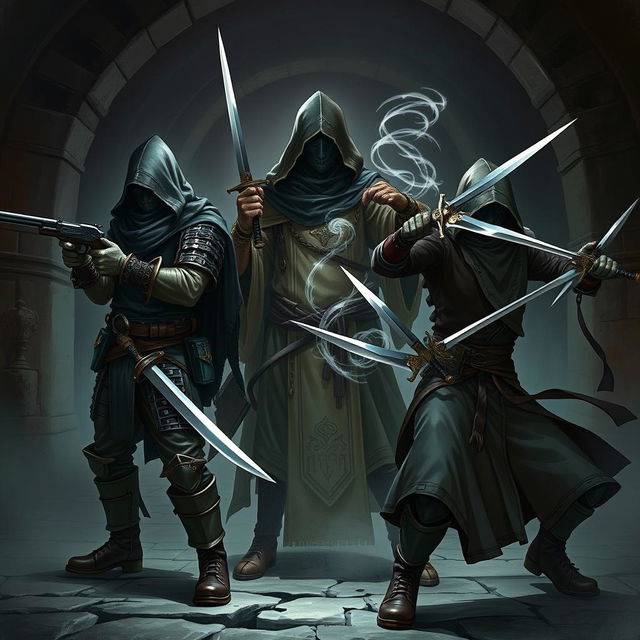 Three unique shadow blades from a Dungeons and Dragons setting