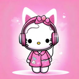 This is a high-resolution, digital art image depicting the adorable Hello Kitty character