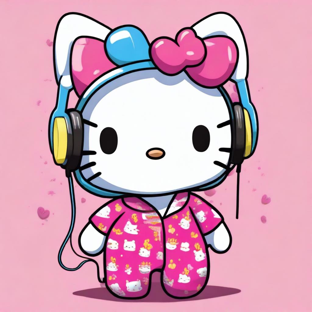 This is a high-resolution, digital art image depicting the adorable Hello Kitty character