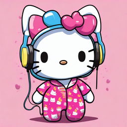 This is a high-resolution, digital art image depicting the adorable Hello Kitty character