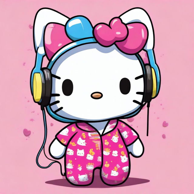 This is a high-resolution, digital art image depicting the adorable Hello Kitty character