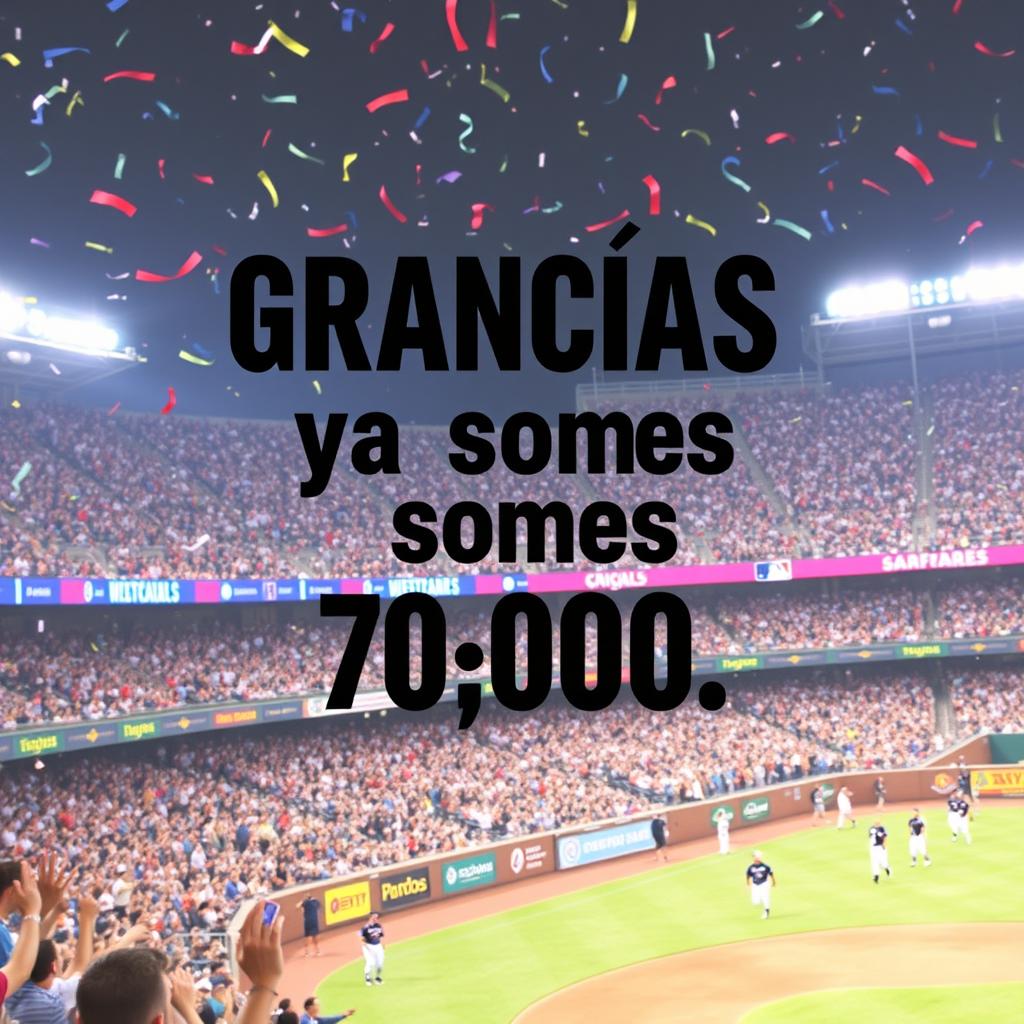 A vibrant image featuring a baseball stadium filled with cheering fans, highlighting a celebratory atmosphere with colorful banners and confetti in the air
