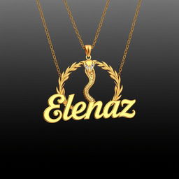 A luxurious nameplate necklace featuring the name 'Elenaz' elegantly crafted in shimmering gold
