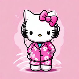 This is a delightful, digital art image featuring Hello Kitty