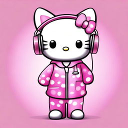 This is a delightful, digital art image featuring Hello Kitty