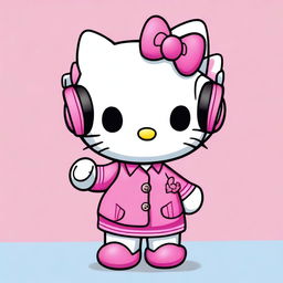 This is a delightful, digital art image featuring Hello Kitty