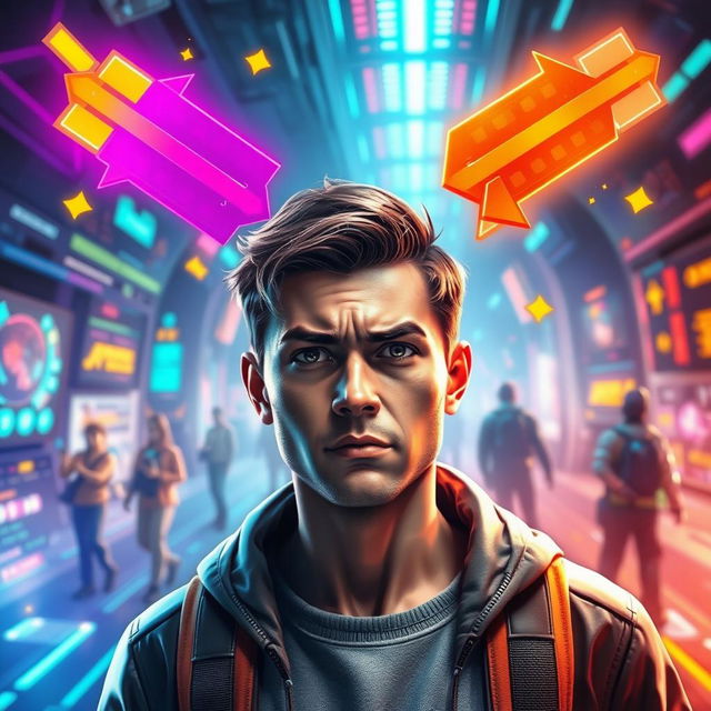 A vibrant and futuristic gaming world background, showcasing realism in game design