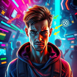 A vibrant and futuristic gaming world background, showcasing realism in game design