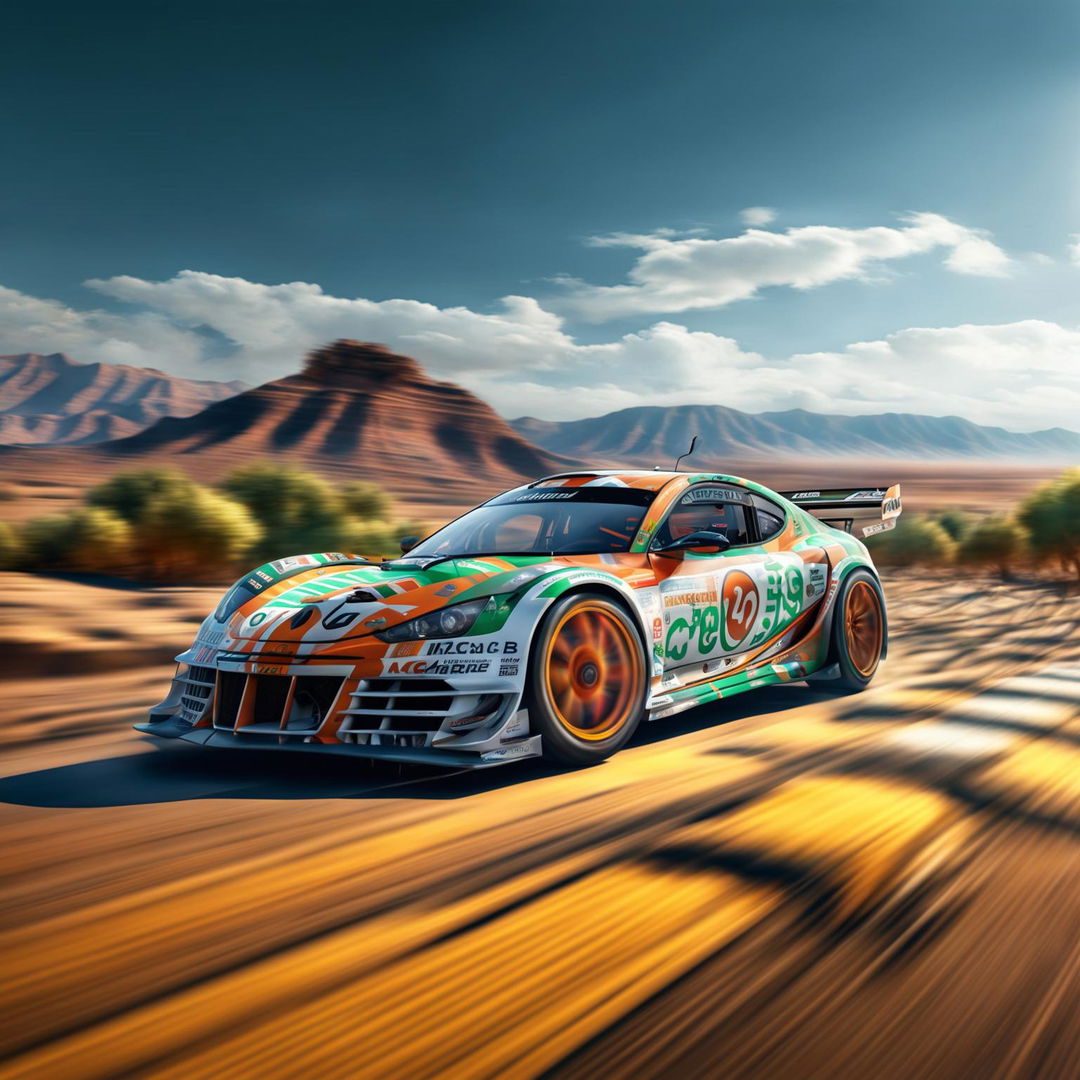 A digital art of a high-speed Nigerien race car