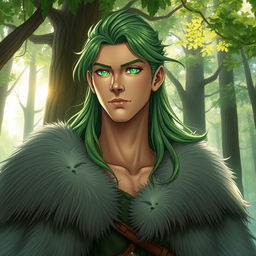 A vibrant light novel cover featuring a tall male character with light-brown skin, radiating an air of mystery and nature