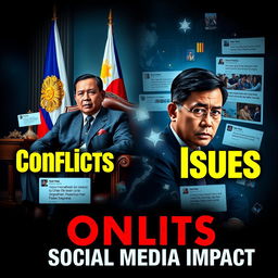 A dramatic and thought-provoking poster depicting the current trend in the Philippines involving the conflict between the President and Vice President
