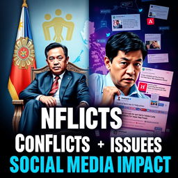 A dramatic and thought-provoking poster depicting the current trend in the Philippines involving the conflict between the President and Vice President