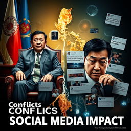 A dramatic and thought-provoking poster depicting the current trend in the Philippines involving the conflict between the President and Vice President