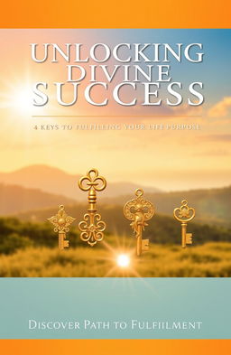 A visually stunning cover design for a self-help book titled "Unlocking Divine Success: 4 Keys to Fulfilling Your Life Purpose"