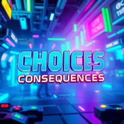 A visually striking representation of a futuristic gaming world, emphasizing the themes of choices and consequences