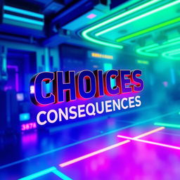 A visually striking representation of a futuristic gaming world, emphasizing the themes of choices and consequences