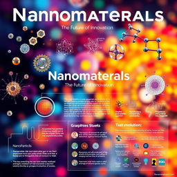 A visually striking poster showcasing various nano materials in a scientific context