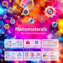 A visually striking poster showcasing various nano materials in a scientific context