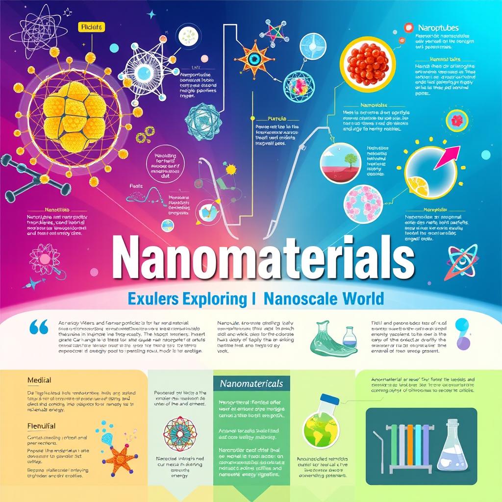 An educational and visually engaging poster dedicated to nanomaterials