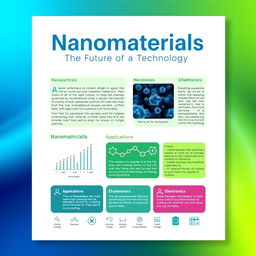 A vibrant and informative A4 poster design on nanomaterials, featuring a blend of text and visuals