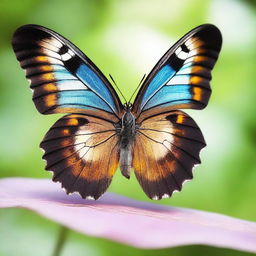 A high-resolution photo of a butterfly with one wing appearing broken