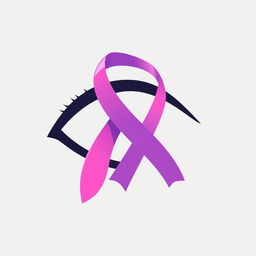 A creative and artistic representation of a symbol that combines elements of prying (such as an open eye or a keyhole), a cancer ribbon, and a semicolon
