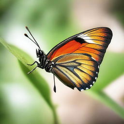 A high-resolution photo of a butterfly with one wing appearing broken